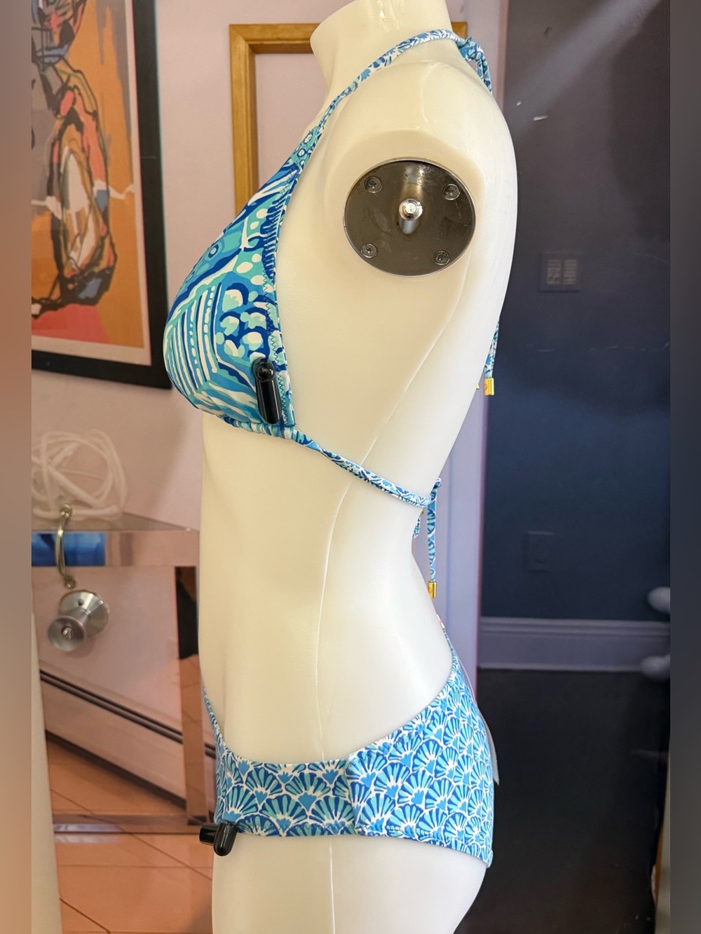 Helen Jon Blue Shell-Print Triangle Bikini - Picture 3 of 12